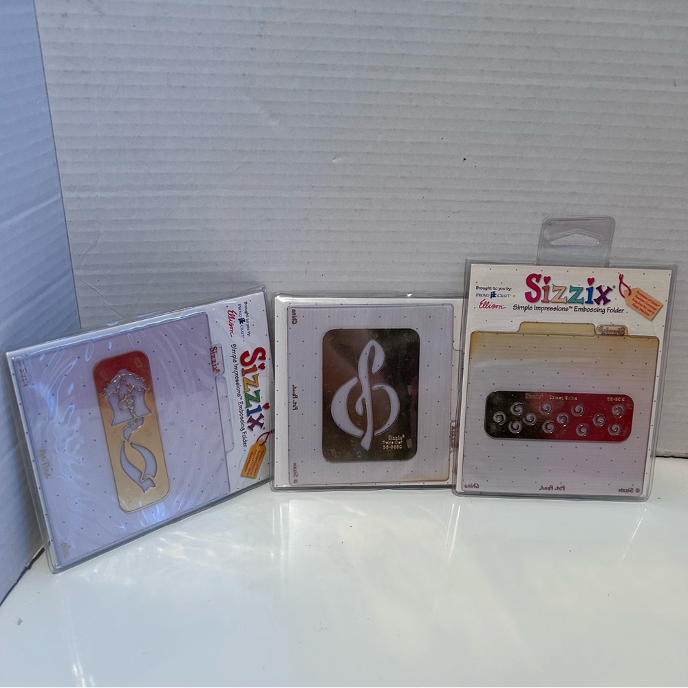 Lot of 3 Sizzix Simple Impressions embossing folders